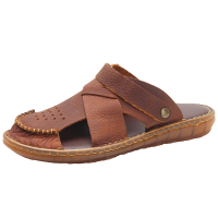 歌爱妮皮凉鞋2019新款头层牛皮包头牛筋底凉拖鞋真皮夏季休闲沙滩鞋