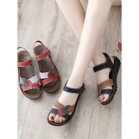 歌爱妮妈妈凉鞋子夏季真皮软底2019新款中年奶奶平底老人中老年女鞋防滑