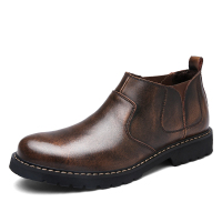 歌爱妮2019冬季新款切尔西男靴男士真皮英伦短靴马丁靴高帮加绒工装棉靴