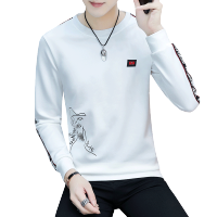 歌爱妮2019长袖T恤男秋季薄款秋衣修身圆领印花体恤男士打底衫秋装外穿卫衣