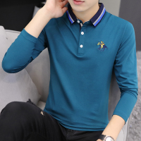 歌爱妮2019秋季新款纯棉Polo衫男韩版修身休闲青年长袖T恤翻领打底衫汗衫潮
