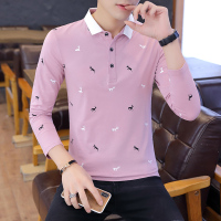 歌爱妮2019秋季T恤男士长袖新款男装韩版大码修身衣服翻领polo衫有领上衣潮