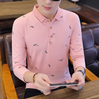 歌爱妮2019秋季商务休闲男装长袖T恤男翻领纯棉polo衫大码体恤青年学生衣服