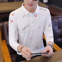 歌爱妮2019长袖翻领T恤男秋季韩版修身衬衫领打底衫有领纯棉潮流Polo衫