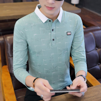 歌爱妮2019长袖翻领polo衫男士T恤秋季青年上衣韩版大码纯棉体桖衬衫领衣服