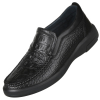 歌爱妮2021商务休闲皮鞋男真皮男鞋鳄鱼纹懒人鞋一脚蹬春季中老年软底爸爸鞋