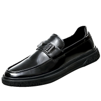 歌爱妮2021春季男士休闲皮鞋韩版潮流英伦商务青年亮皮套脚发型师鞋子男潮鞋