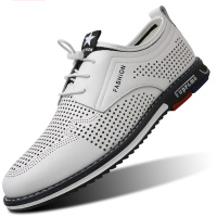 歌爱妮男士凉鞋2021皮鞋夏天土休闲真皮牛皮白色夏日镂空透气大码内增高