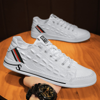 歌爱妮男鞋2021春季新款韩版潮流百搭懒人一脚蹬小白鞋男鳄鱼纹休闲板鞋