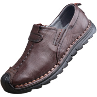 歌爱妮2021外贸真皮男鞋软底防滑爸爸鞋套脚休闲复古手工百搭透气商务皮鞋男