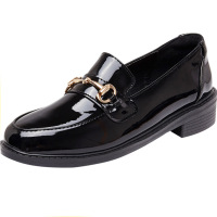 歌爱妮真皮小皮鞋女2021春秋新款网红单鞋韩版百搭休闲黑色平底软妹纸鞋