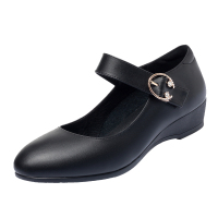 歌爱妮2021妈妈鞋真皮软底单鞋坡跟中老年女鞋低跟春秋季工作鞋中年女士皮鞋