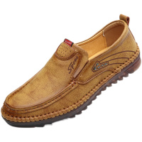 歌爱妮2021男士商务休闲皮鞋真皮青年透气软面牛皮一脚蹬豆豆鞋韩版潮鞋男