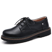 歌爱妮2021春秋季平底单鞋学生平底百搭防滑配西装职业正装工作黑色小皮鞋女