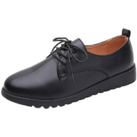 歌爱妮2021春秋季平底黑色上班工作鞋子百搭通勤商务制服大学生正装小皮鞋女