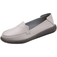 歌爱妮2021真皮妈妈鞋女春季牛筋底中老年皮鞋休闲软底舒适一脚蹬平底女单鞋