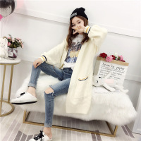 SUOGE中长款毛衣2018新款韩范学生休闲长袖V领针织衫外穿宽松外套外搭