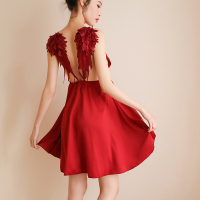 露黛茜女2019春夏季情趣内衣女士性感睡衣骚情趣睡衣短激情诱惑薄款激情套装吊带性感睡裙露背勾引男人睡衣 睡裙+内裤