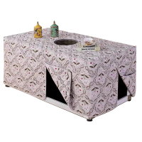 升降取暖茶几电暖茶几电炉罩110*60*60cm烤火罩电暖炉套桌布烤火被桌套罩炉子罩[圆孔]