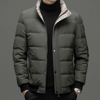 千锦鸟男士羽绒服短款大码立领冬装棉衣2022冬季新款中青年公务员轻休闲百搭90白鸭绒夹克外套加大保暖防寒男装上衣