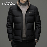 千锦鸟男士羽绒服短款立领冬季保暖夹克外套90白鸭绒棉衣2022冬季新款中青年公务员上班工作羽绒棉袄加大码父亲礼物爸爸装