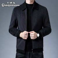 千锦鸟中青年男士羊毛呢子大衣短款加厚翻领可拆卸冬季夹克外套雪妮棉袄2022新款公务员上班干部商务保暖棉服男装上衣