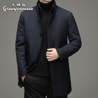 千锦鸟中老年男士羽绒服中长款爸爸装冬季保暖水貂毛领加厚外套90白鸭绒棉衣2022冬季新款公务员干部上班轻商务棉袄父亲礼物