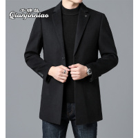 千锦鸟男士羊毛双面呢子大衣中青年冬季加厚西服外套内胆可拆卸2022新款公务员干部外出商务考察保暖棉衣棉服大衣男装上