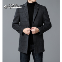 千锦鸟男士羊毛双面呢子大衣中青年冬季加厚西服外套2022新款公务员干部外出商务帅气西装领保暖棉衣棉服大衣男装上