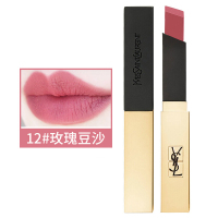 YSL圣罗兰小金管18秋冬新品 哑光细管小金条口红唇膏小方管21号口红 限量小金条黑管哑光口红12# 气质豆沙色2.2g