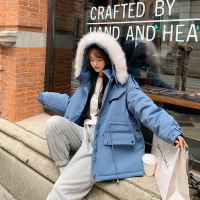 派克服女工装棉衣冬季2021新款韩版小个子短款棉服连帽棉袄外套