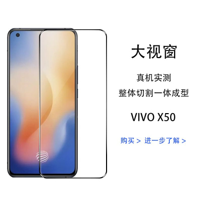 飞膜宝vivox50钻石膜全屏钢化膜V2001A高清蓝光无白边X50黑边手机防爆膜