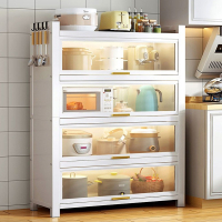 理线家厨房置物架带柜门落地多层多功能橱柜微波炉烤箱电器置物储物碗柜