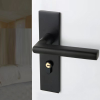 庄子然黑色卧室室内房间门门把手磁吸机械门锁锁具家用通用型