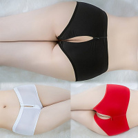 时尚内裤高弹力平角开档拉锁方便爱尿免脱多色百搭打底衣 臻依缘