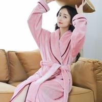 浴袍女秋冬季加厚法兰绒睡袍男女士长款情侣珊瑚绒浴衣睡衣家居服涤纶臻依缘