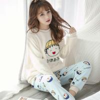 睡衣女冬 加厚法兰绒套装家居服珊瑚绒秋冬季长袖套头韩版可爱大码 臻依缘