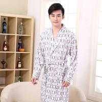 棉质睡袍男春秋春季长袖性感浴袍男士中长款加大码睡衣家居服 臻依缘