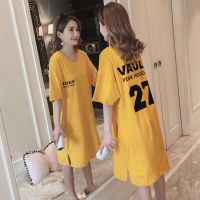 睡裙女夏短袖韩版宽松清新学生中长款甜美卡通可爱孕妇睡衣女夏天 臻依缘