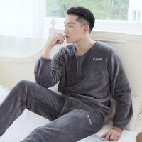 珊瑚绒睡衣男冬季加厚加绒春秋冬款男士法兰绒家居服冬天男式套装 臻依缘