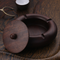 米魁黑檀实木带盖烟灰缸欧式木质创意个性潮流大号家用客厅烟灰缸中式