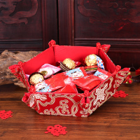 米魁苏杭绸缎糖果盘果盆复古嫁妆中式创意结婚装饰布置婚庆用品