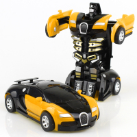 迷你卡通碰撞变形玩具车金刚惯性变形汽车人玩具 正版布加迪玩具车