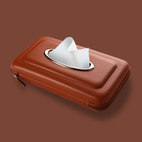 新款创意汽车用纸巾盒抽车载车内车上天窗遮阳板挂式抽纸盒餐巾纸抽盒 黄棕色 抖音