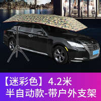 新款汽车遮阳伞挡板全自动车衣车罩防晒防雨隔热遮阳罩伸缩折叠车顶蓬 半自动款迷彩色带户外支架 抖音