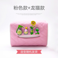 车载纸巾盒抽多功能创意挂式可爱汽车挂遮阳板扶手箱餐巾抽纸盒 酒红色 粉色龙猫纸巾盒 抖音