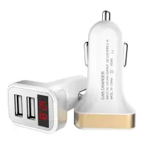 闪电客车载充电器汽车内手机快充转换头型多功能vivo插头oppo闪充 金色+苹果数据线+重力支架