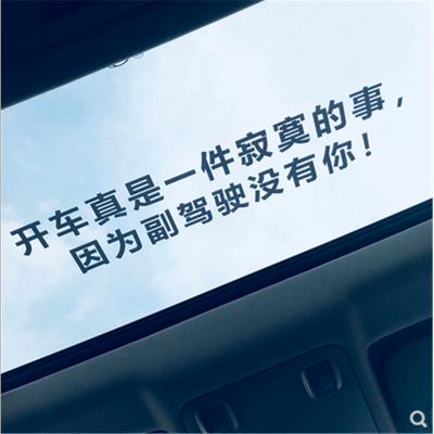 闪电客汽车车贴天窗贴纸晚点遇见你开车真是一件寂寞的事定制文字装饰贴 定制-两排字10-15字-40cm