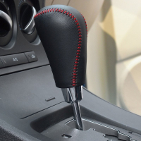 汽车档把套真皮手缝马自达星骋睿翼CX57昂克赛拉阿特兹改装专用商务休闲红线换挡手刹