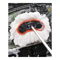 汽车洗车拖把洗车蜡拖二合一可折叠式刷子软毛除尘掸子伸缩旋转擦车拖把车刷水洗清洁工具 洗车拖把-白色